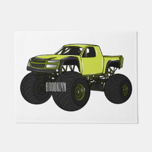 Monster truck cartoon illustration doormat