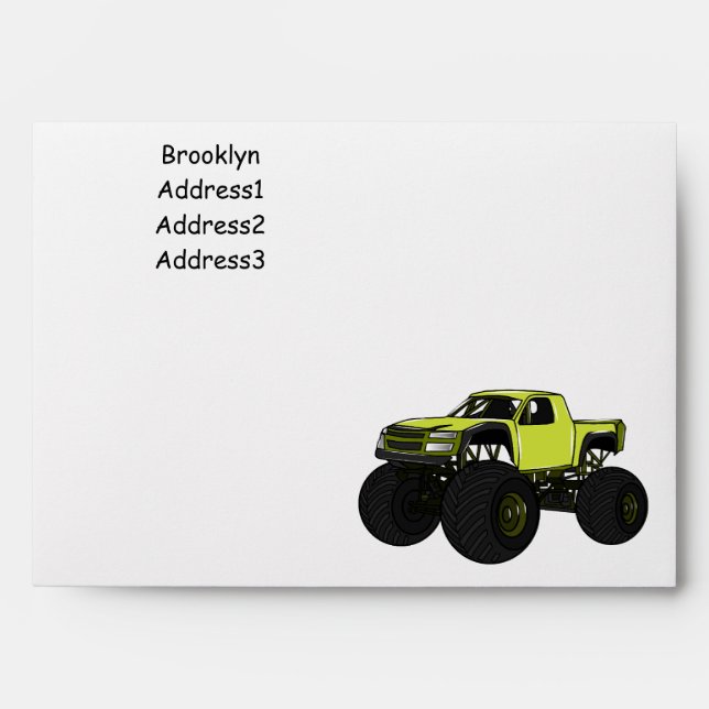 Monster truck cartoon illustration envelope (Front)