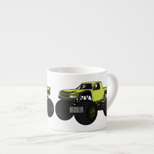 Monster truck cartoon illustration espresso cup