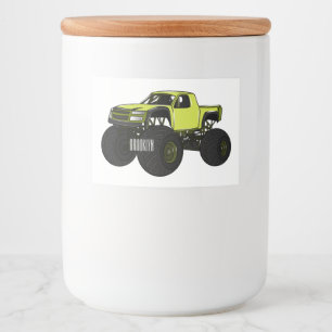 Monster truck cartoon illustration food label