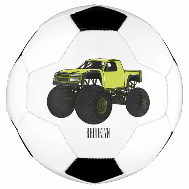Monster truck cartoon illustration football (Front)