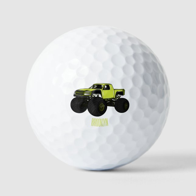 Monster truck cartoon illustration golf balls (Front)