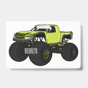 Monster truck cartoon illustration ID badge
