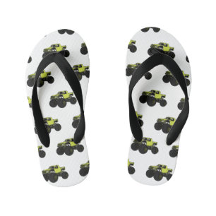 Monster truck cartoon illustration kid's flip flops