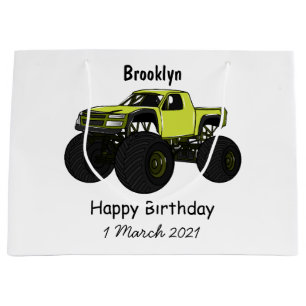 Monster truck cartoon illustration large gift bag
