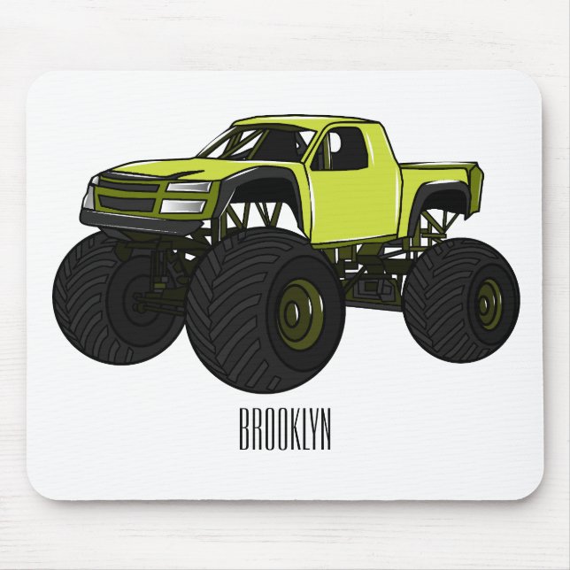 Monster truck cartoon illustration mouse mat (Front)