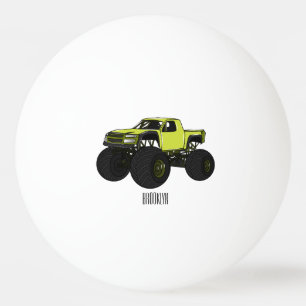 Monster truck cartoon illustration ping pong ball