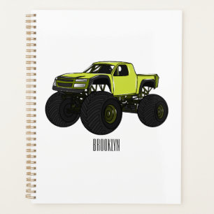 Monster truck cartoon illustration planner