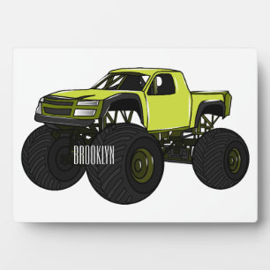 Monster truck cartoon illustration plaque
