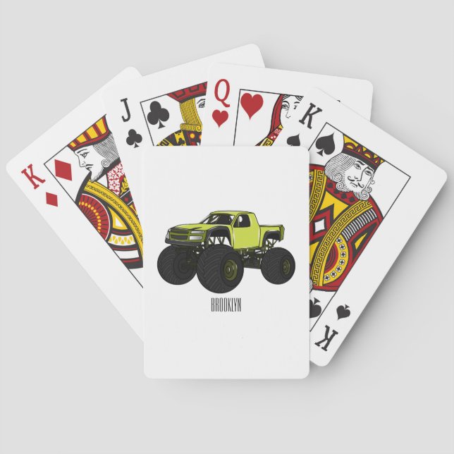 Monster truck cartoon illustration playing cards (Back)
