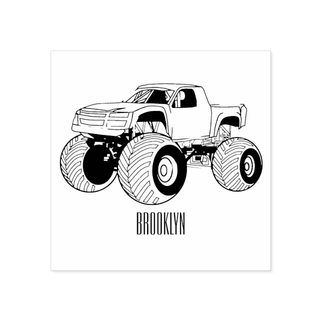 Monster truck cartoon illustration rubber stamp (Imprint)