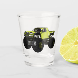 Monster truck cartoon illustration shot glass