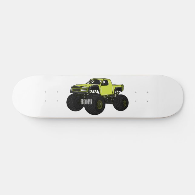 Monster truck cartoon illustration skateboard (Horz)