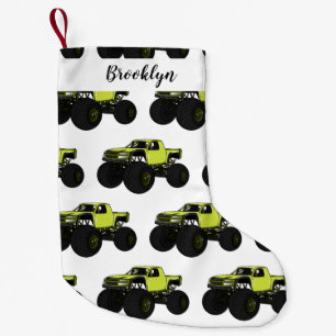 Monster truck cartoon illustration small christmas stocking