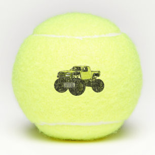 Monster truck cartoon illustration tennis balls