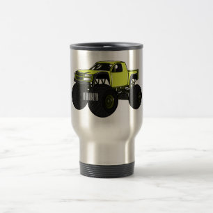 Monster truck cartoon illustration travel mug