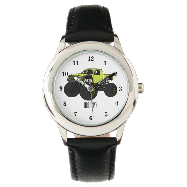 Monster truck cartoon illustration watch (Front)