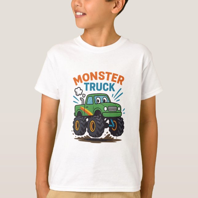 Monster Truck Cartoon T-Shirt for Kids – Colorful  (Front)