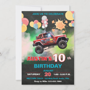 Monster Truck Childrens Birthday Invitation