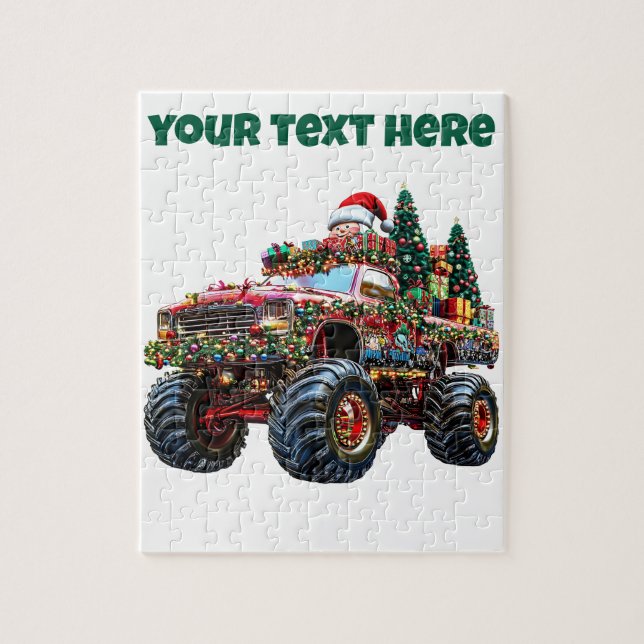 Monster Truck Christmas – Editable Puzzle (Vertical)