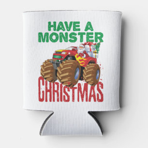 Monster Truck Christmas Santa Claus Boys Toddlers Can Cooler