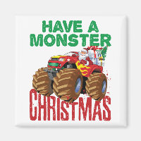 Monster Truck Christmas Santa Claus Boys Toddlers