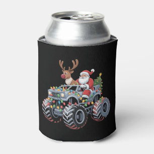 Monster Truck Christmas Santa Reindeer Holiday Can Cooler