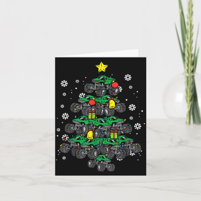 Monster Truck Christmas Tree Xmas Boys Toddler Kid Card (Front)