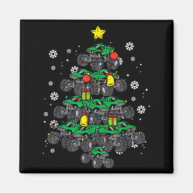 Monster Truck Christmas Tree Xmas Boys Toddler Kid Magnet (Front)