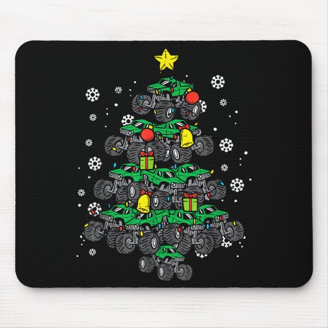 Monster Truck Christmas Tree Xmas Boys Toddler Kid Mouse Mat (Front)