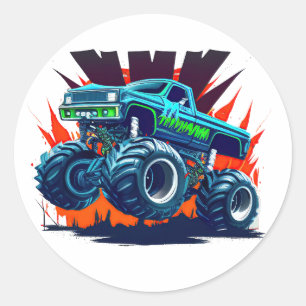 Monster Truck Classic Round Sticker