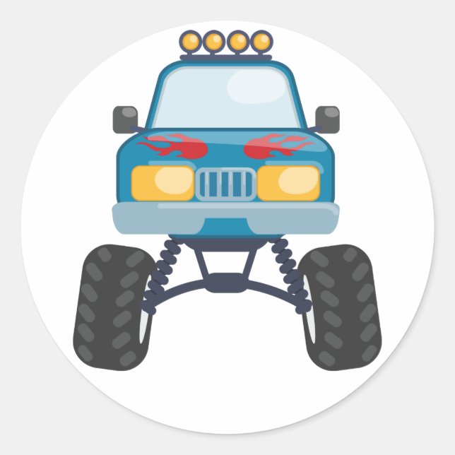Monster Truck Classic Round Sticker (Front)