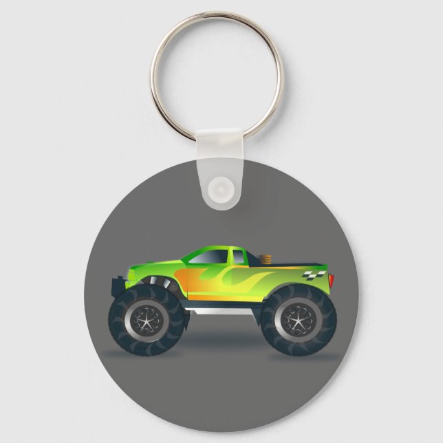 Monster Truck. Cool and colourful modified Pick up Key Ring (Front)