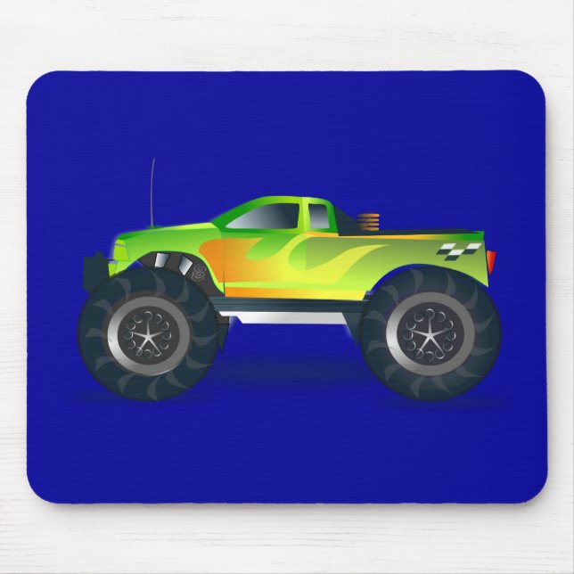 Monster Truck. Cool and colourful modified Pick up Mouse Mat (Front)