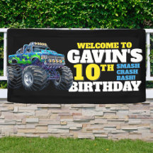 Monster Truck Cool Blue 10th Birthday Custom Vinyl