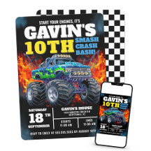 Monster Truck Cool Blue 10th Birthday Personalised