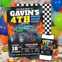 Monster Truck Cool Blue 4th Birthday Personalised