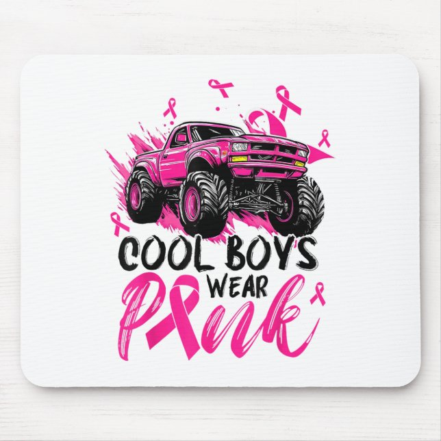 Monster Truck Cool Boys Wear Nk Breast Cancer Awar Mouse Mat (Front)