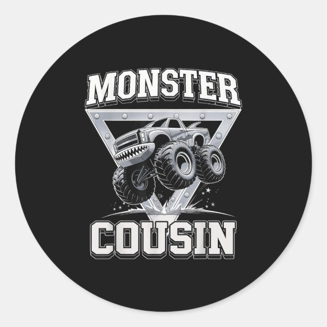 Monster Truck Cousin Fathers Day Monster Truck Are Classic Round Sticker (Front)
