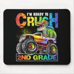 Monster Truck Crush 2nd Grade Dinosaur Boys Back t Mouse Mat