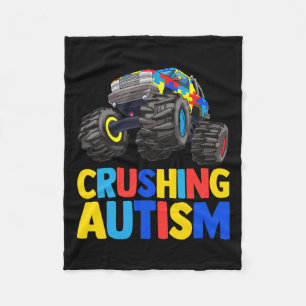 Monster Truck Crushing Austim Autism Awareness Fleece Blanket
