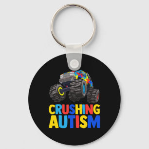 Monster Truck Crushing Austim Autism Awareness  Key Ring