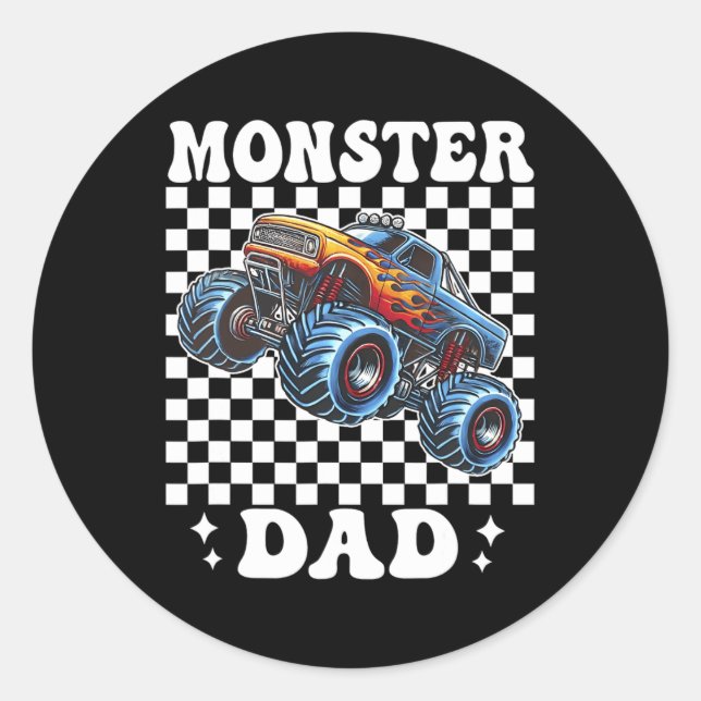 Monster Truck Dad Monster Truck Are My Jam Truck L Classic Round Sticker (Front)