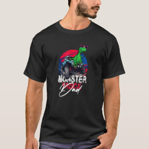 Monster Truck Dad Us Flag Colours Dinosaur T-Shirt