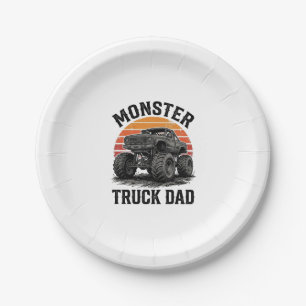 Monster Truck Dad Vintage Off Road Graphic_1 Paper Plate
