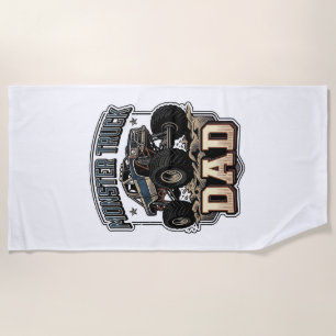 Monster Truck Dad Vintage Vector Shirt Design_1 Beach Towel