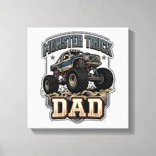 Monster Truck Dad Vintage Vector Shirt Design_1 Canvas Print