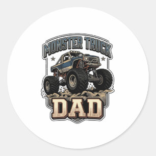 Monster Truck Dad Vintage Vector Shirt Design_1 Classic Round Sticker