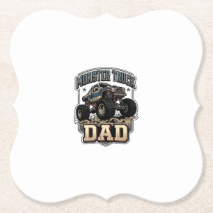 Monster Truck Dad Vintage Vector Shirt Design_1 Paper Coaster