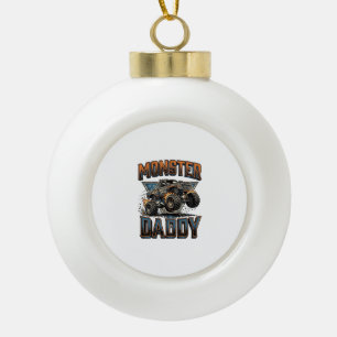 Monster Truck Daddy Vintage Engraving Shirt Design Ceramic Ball Christmas Ornament